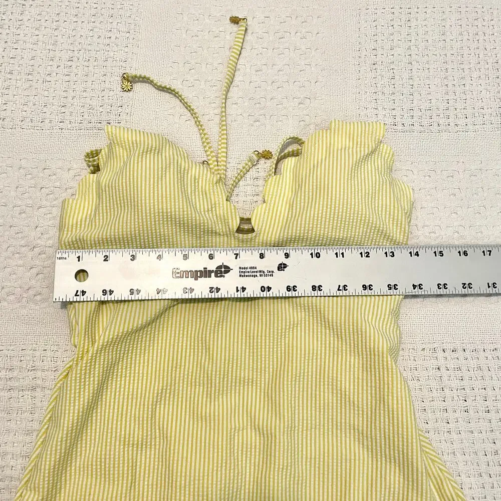 Jessica Simpson Scalloped Halter One-Piece Swimsuit